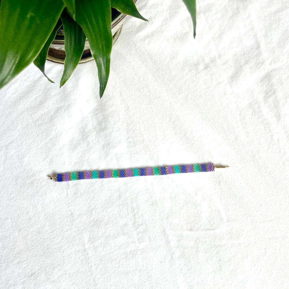Handmade Beaded Gold & Multicolored Bracelet